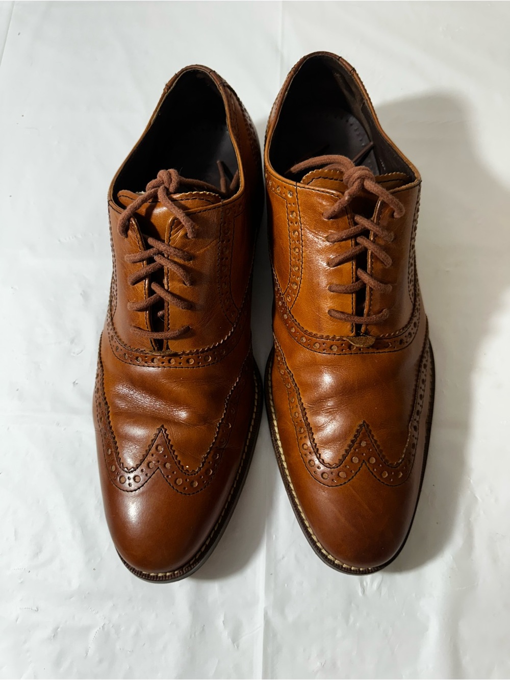 Cole Haan Men’s Tan Leather Wingtip Oxfords Size 9 - Picture 10 of 14